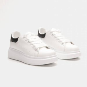 Unisex Λευκο Μαυρο Sneakers Δίσολο U7127 Με Λευκή Σόλα - Image 5