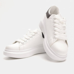 Unisex Λευκο Μαυρο Sneakers Δίσολο U7127 Με Λευκή Σόλα - Image 4