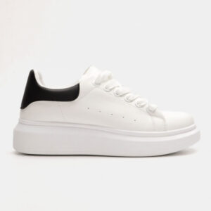 Unisex Λευκο Μαυρο Sneakers Δίσολο U7127 Με Λευκή Σόλα - Image 3