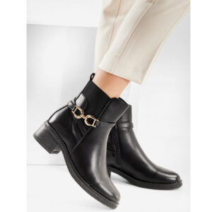Γυναικεια Μποτάκια με Διακοσμητικό Λουράκι & Λάστιχο Μαυρα - Image 2