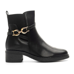 Γυναικεια Μποτάκια με Διακοσμητικό Λουράκι & Λάστιχο Μαυρα - Image 1