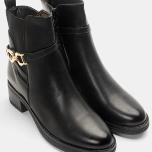 Γυναικεια Μποτάκια με Διακοσμητικό Λουράκι & Λάστιχο Μαυρα - Image 4