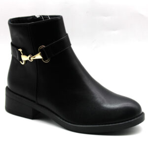 Γυναικεια Μποτάκια Αστραγάλου με Εσωτερικο Φερμουαρ & Διακοσμητικό Λουράκι Μαυρα - Image 1