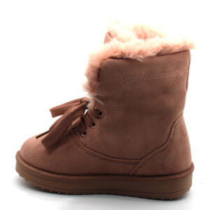 Παιδικα Κοριτσιστικα Μποτακια Με Γουνα Τυπου Ugg Mε Κορδονι Ροζ - Image 2