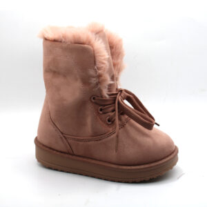 Παιδικα Κοριτσιστικα Μποτακια Με Γουνα Τυπου Ugg Mε Κορδονι Ροζ - Image 3