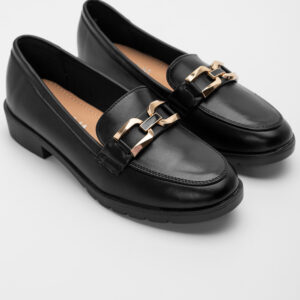 Γυναικεια Loafers με διακοσμητική αγκράφα - Μαύρα - Image 3