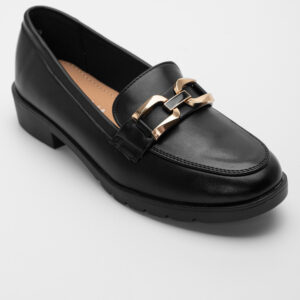 Γυναικεια Loafers με διακοσμητική αγκράφα - Μαύρα - Image 4