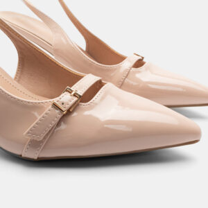 Γυναικειες Γόβες Μυτερές με Τόκες Μπεζ - Image 5