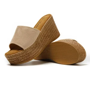 Γυναικεια Suede πλατφόρμες με φαρδιά φάσα Μπεζ - Image 3