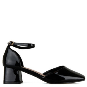 Γόβες από Λουστρίνι με Λουράκι Μαύρες - Image 2