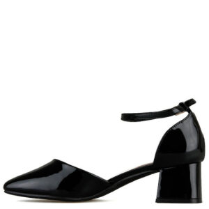 Γόβες από Λουστρίνι με Λουράκι Μαύρες - Image 4