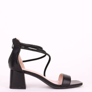 Γυναικεια Πέδιλα με τριπλά λουράκια από στρας Μαυρα - Image 1