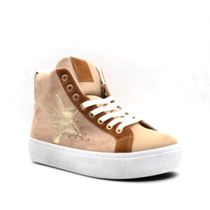 Γυναικεια Μποτακια Με Κορδονι Μπεζ - Image 1