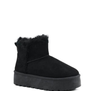 Γυναικεια Μαυρα  Γούνινα Μποτάκια με Πλεκτές Λεπτομέρειες - Image 3