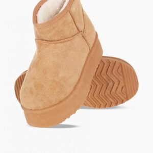 Suede μποτάκι για κορίτσια με εσωτερική γούνα Καμελ - Image 3