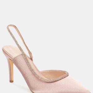 Γυναικειες Γόβες Μυτερές με Strass Nude - Image 4