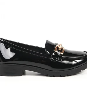 Γυναικειο loafer λουστρινι με τοκα Μαυρο - Image 2