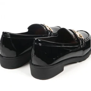 Γυναικειο loafer λουστρινι με τοκα Μαυρο - Image 3