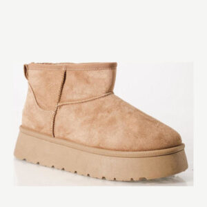 Zak Suede Γυναικεία Μποτάκια με Γούνα Μπεζ - Image 1