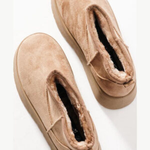 Zak Suede Γυναικεία Μποτάκια με Γούνα Μπεζ - Image 2