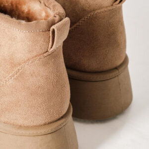 Zak Suede Γυναικεία Μποτάκια με Γούνα Μπεζ - Image 5