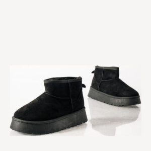 Zak Suede Γυναικεία Μποτάκια με Γούνα Μαύρα - Image 3