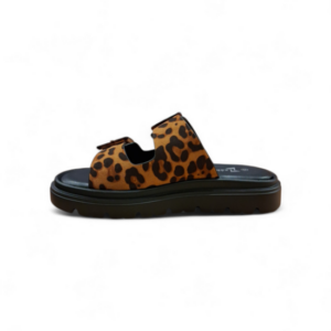 Zak Δερμάτινα Γυναικεία Σανδάλια Μαύρα-Λεοπαρ - Image 3