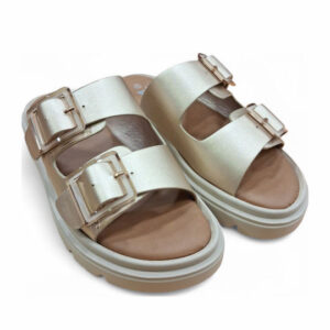 Zak Δερμάτινα Γυναικεία Σανδάλια Χρυσά - Image 3